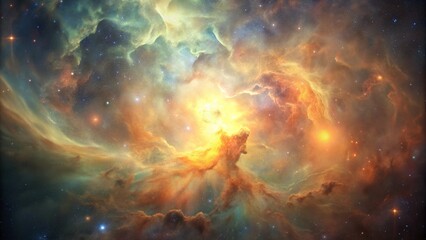 Wall Mural - Golden Nebula Space Clouds