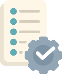Poster - gear with a check mark is displayed next to a task list, representing successful project management