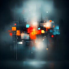 Poster - Captivating Interconnected Digital Polygon Composition with Luminous Lines   A bold experimental digital painting showcasing the dynamic interconnectedness of advanced computing systems