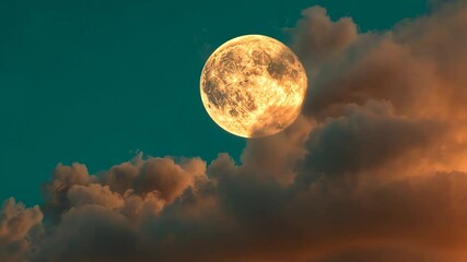 Wall Mural - Full moon glowing among clouds, nocturnal sky