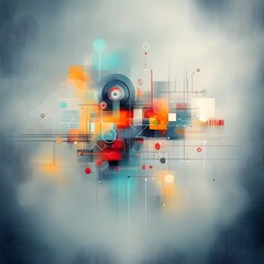 Poster - Interlocking Polygon Shapes and Luminous Lines in Captivating Digital Composition A Bold