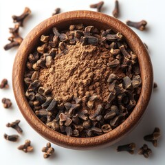 Sticker - Ground Cloves in a Wooden Bowl