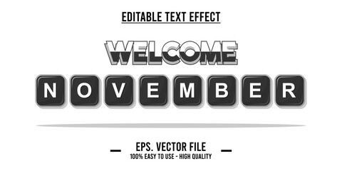 Fototapete - November word art illustration, editable text effect