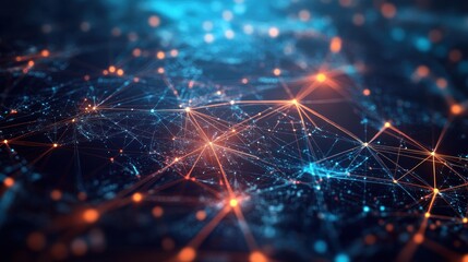 Poster - Abstract digital network with glowing nodes and connections representing data flow.