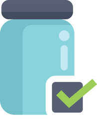 Poster - simple icon of a blue jar receiving a passing check mark approval symbol, representing a successful 