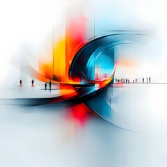 Poster - experimental abstract composition visualizing the dynamic flow and interconnected lines shapes and c