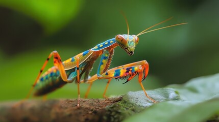 Vibrant Orchid Mantis on a Green Leaf