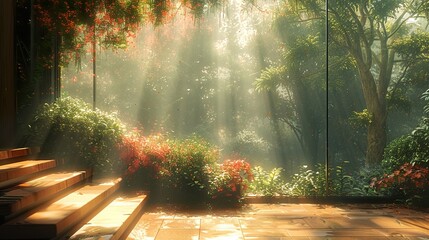 Wall Mural - Sunlight Through the Trees: A Tranquil Forest View