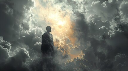 Wall Mural - Silhouette of a Man in a Dreamy Sky - Hope and Inspiration