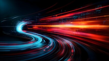 Poster - avant garde abstract digital design capturing the energy and fluidity of a smart transit network fea