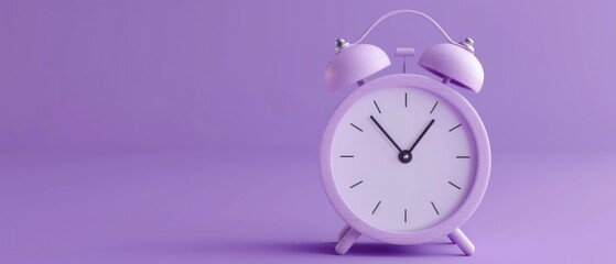 Purple background alarm clock, 3d Rendering, copy space. AI generated images