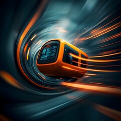 Poster - experimental abstract image depicting the bustling rhythm of a futuristic smart transit nexus with l