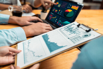 Poster - financial data analysis dashboard by fintech bi or business intelligence display on laptop screen to