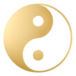 © Natalie Meerson - Gold metallic Yin Yang symbol isolated on transparent background. Elegant decorative emblem