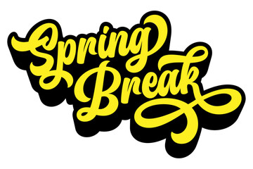 Fototapete - Words ‘Spring Break’ written in retro groovy three-dimensional script lettering