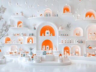 Poster - Minimalist and Elegant Product Showcase Photographed in a Pristine White Studio Space with a Pastel Color Palette and Diffused Natural Lighting Creating a Cozy and Inviting Atmosphere