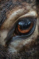 Wall Mural - close up of a deer's eye with reflection