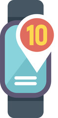 Poster - smartwatch displaying gps tracking app with a red pin and the number ten, indicating ten of somethin