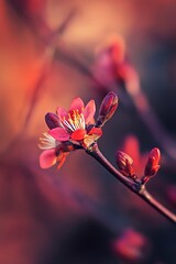 Poster - Pink flower blooming in spring with a blurred background