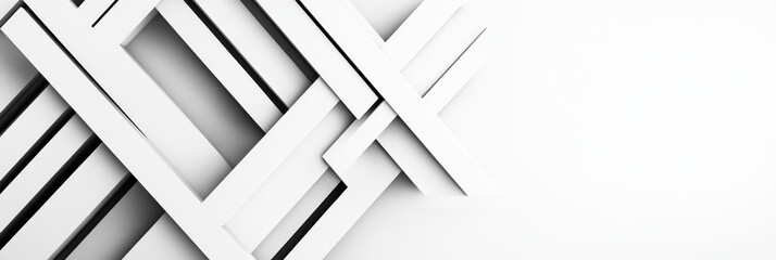 Wall Mural - Abstract white geometric shapes create a modern and minimalist design.