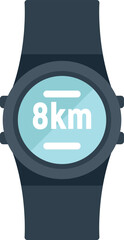 Wall Mural - Smartwatch displaying 8 kilometers on screen, indicating distance covered during workout