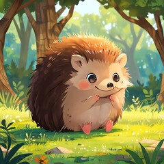 Canvas Print - Adorable Hedgehog in a Lush Forest