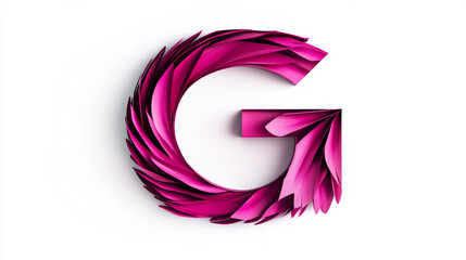 Poster - A vibrant pink letter G formed by multiple layers of paper, creating a 3D effect.