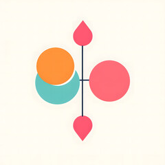 Fototapete - The logo consists of a geometric style shape, with three connected circles on a solid background. The color combination is colorful, creative, and design