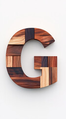 Canvas Print - A wooden letter G made of different shades of wood.