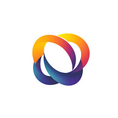 Fototapete - The logo consists of a geometric style shape, with three connected circles on a solid background. The color combination is colorful, creative, and design