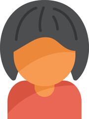 Sticker - Faceless female avatar icon with short black hair, wearing a red shirt