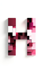 Wall Mural - The letter H, formed by small, colorful squares, casts a soft shadow on a white background.