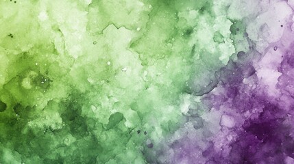 Poster - Abstract watercolor splash in shades of green and purple, blending seamlessly for a vibrant and artistic background.