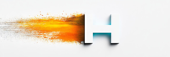 Canvas Print - White letter H with orange and yellow burst effect