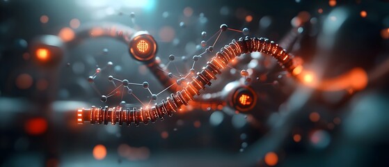 Poster - Visionary bioinformatics and biotech visualization showcasing complex molecular lattices interconnected data pathways and luminous digital signals