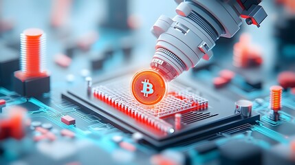 Poster - Captivating 3D depicting the intersection of blockchain technology and biotechnology