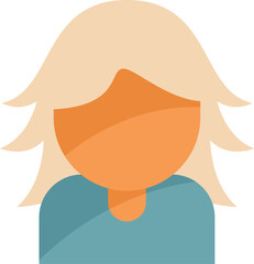 Poster - faceless female avatar with blond hair wearing a blue shirt, flat icon style illustration