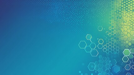 Aufkleber - Abstract blue and green background with hexagonal pattern and bokeh effect.