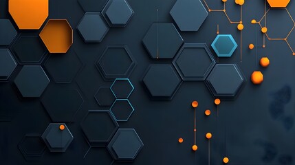Poster - minimalist flat design of a carbon atom molecular structure with a hexagonal graphene grid pattern c