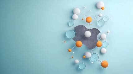 Poster - Molecular 3D Rendered of Carbon Atoms Forming Graphene Sheet Structure at Microscopic Level with Flat Design Minimalist Style