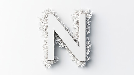 Poster - The letter 'N' is formed with white leaves on a white background.