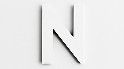 Poster - A white, three-dimensional letter N stands out against a white background.