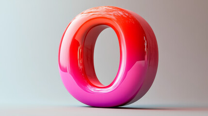 Wall Mural - Glossy red and pink letter O, 3D rendering.