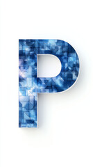 Sticker - The letter P is rendered in a modern blue and white, geometric style.