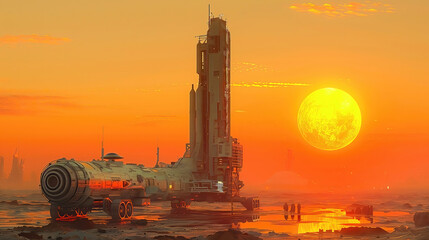 Wall Mural - landscape of an alien planet, view of another planet surface, science fiction background.