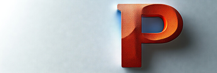 Sticker - A bold, 3D-rendered letter 'P' in a vibrant orange color stands out against a muted gray background.