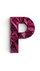 Poster - A vibrant, crimson letter P formed with geometric shapes. The letter is isolated on a white background.