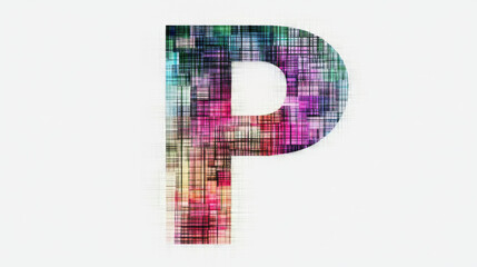 Sticker - A colorful and abstract letter P.