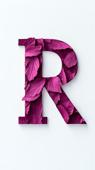 Sticker - The letter R is formed using pink petals against a white background.