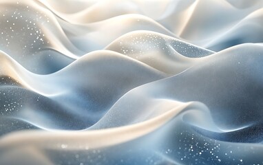 Fototapete - Ethereal waves of translucent fabric with a hint of sparkle, creating a serene, flowing effect reminiscent of gentle ocean currents.